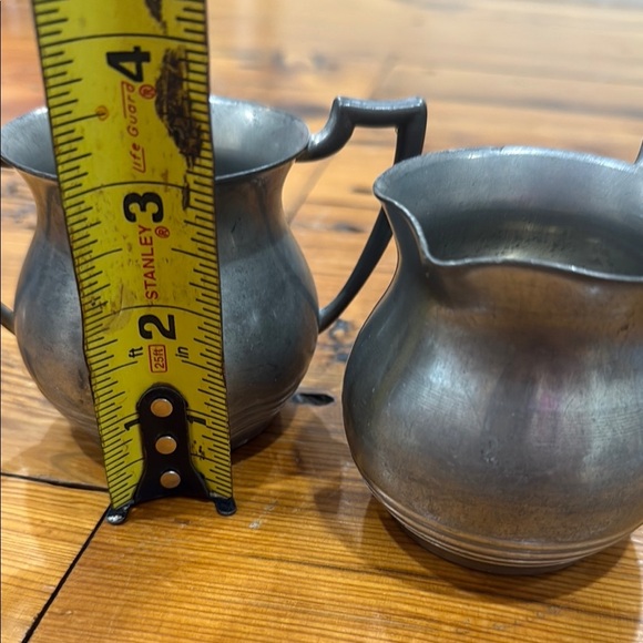 Antique/Vintage Old English Genuine Pewter #09 Sugar Bowl and pitcher - Picture 6 of 9